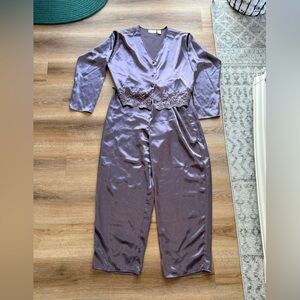 Elegant Satin Nightgown with Lace Trim